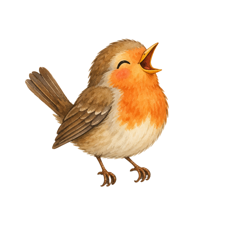 Sagoboksillustration: sjungande liten fågel